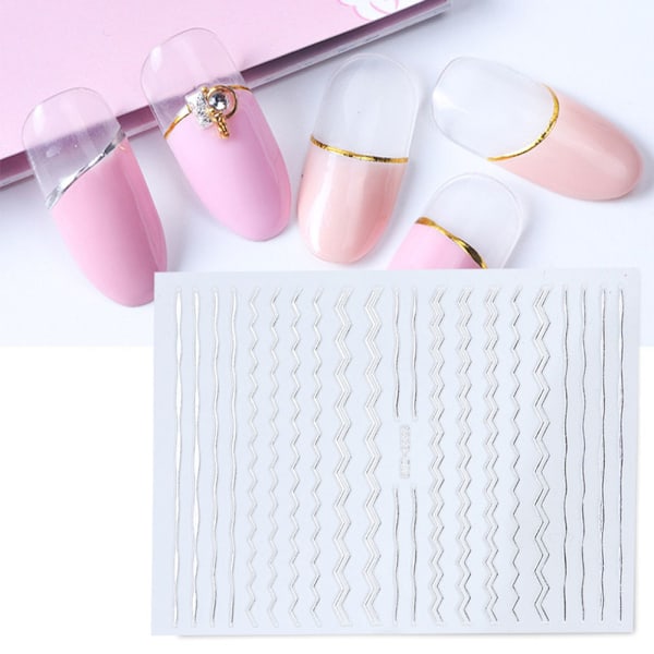 6 Nagelstickers Guld och Silver 3D Nagelstickers Geometriska mönster Nagelstickers Nageldekor