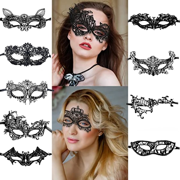 Mote-katteører pannebånd Blonder øyemaske Kostyme Par Søt Sexy Øyemaske Maskerademaske Hår Elastisk Hoop