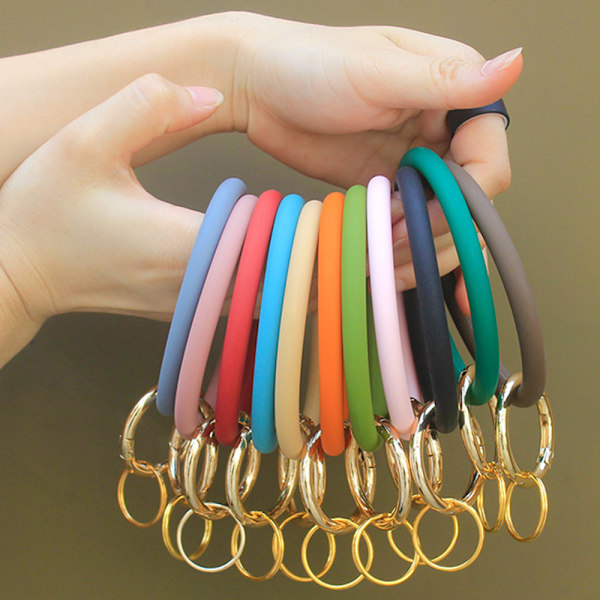 Bangle Nøkkelring Bilnøkkelring - Silikon Rund Nøkkelring Armbånd med Metall Nøkkelholder