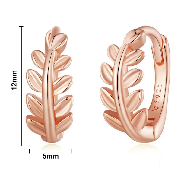 Små örhängen för kvinnor, förgylld silverblad, parvis med kubisk zirkonia, hypoallergena, lätta örhängen