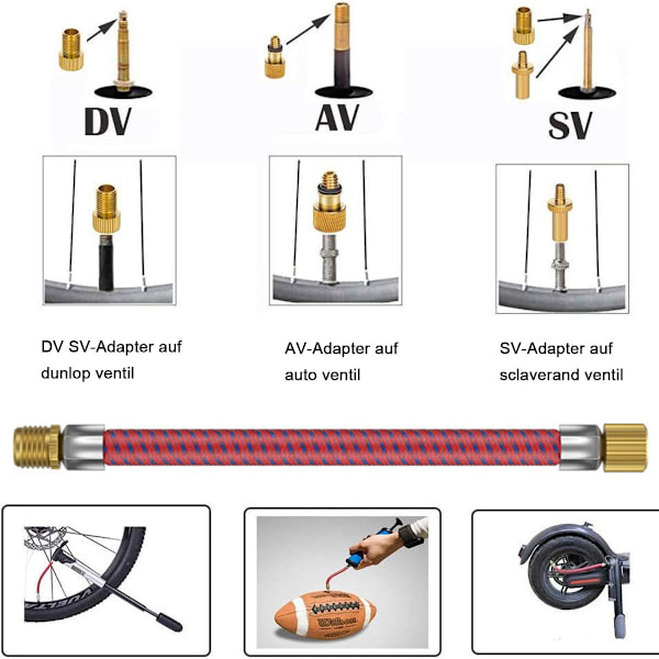 Set med 21 delar Set passar DV SV AV:s multifunktionella långlivade ventiladapter, högkvalitativ luftpump