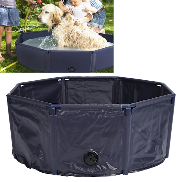 Hopfällbar Hundpool Bärbar Simbassäng PVC Inomhus och Utomhus Badkar för Hundar Katter och Barn M30/100cm