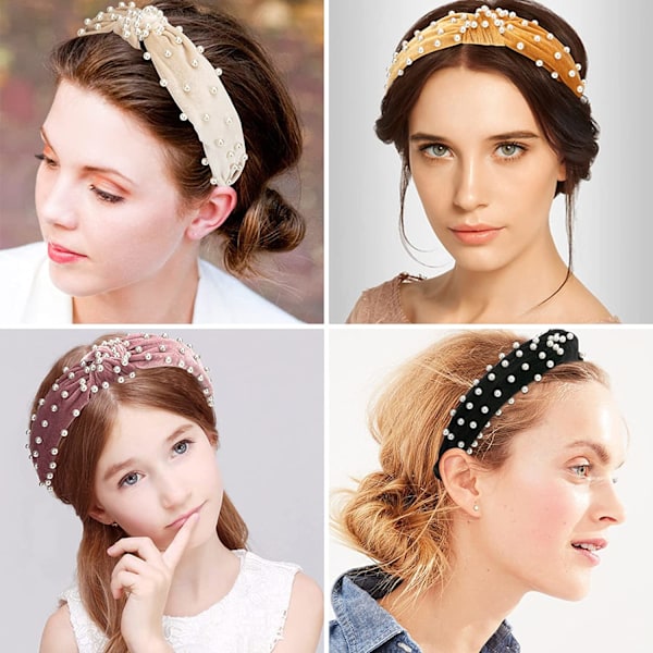 Hårband för kvinnor Pärlhårband - 1 st Vridet Falskt Pärl Sammet Hårband Elegant Bling Hårclips Hårsnålar Hårkläder Barrette Stylingverktyg