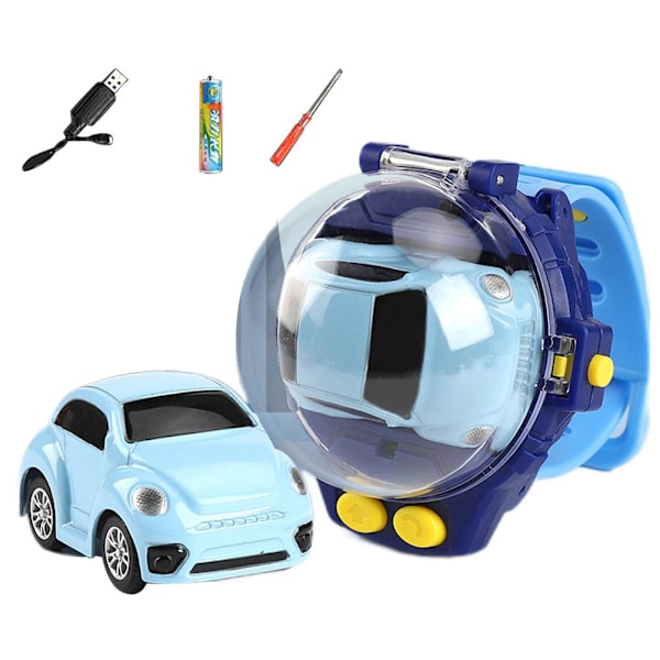 Barn Alloy Klocka Fjärrkontroll Mini Bil Leksak 2.4 GHz RC Liten Bil Leksak med LED Ljus Födelsedag Julgåva för Pojkar Flickor