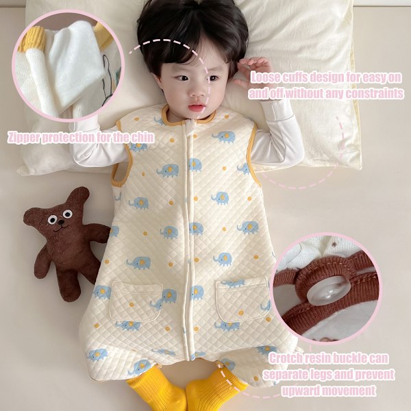 Sovesæk til småbørn med fødder - All Season Baby Wearable Blanket til gående - Bomuldssovesæk