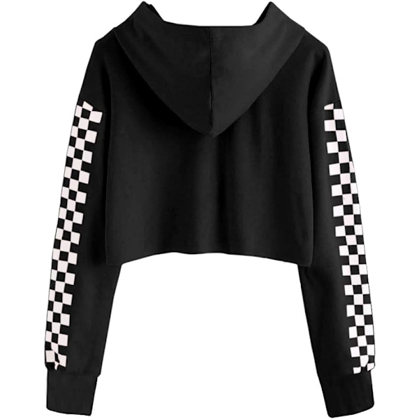 Barn Crop Tops Flickor Hoodies Söt Rutig Långärmad Mode Tröjor