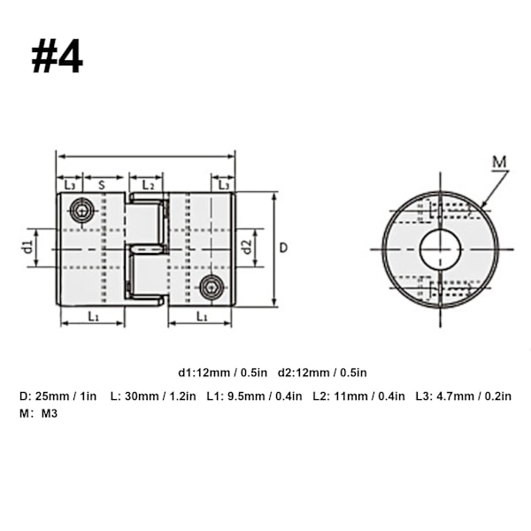 3 stk Fleksible Koblinger Aluminium Legering Kugleskrue Koblingskit Motor Tilbehør GMC‑25x30 Ydre Diameter 25 Længde 30 Indre Hul 12-12