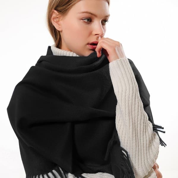 Women's Thick Soft Cashmere Wool Pashmina Shawl Wrap Scarf - Warm Solid Stole