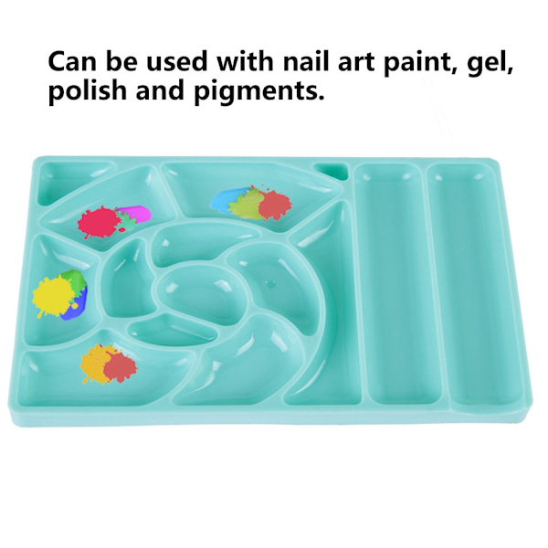 4-färgad rektangulär nagelgelpalett för målning, ritning och rutnät, hållare för manikyrverktyg (grön)