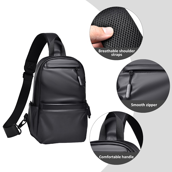 Slingväska Ryggsäck för Män Kvinnor Lätt Vattentät Bröst Axel Crossbody Väskor för Vandring Resa Cykling, 30*20*8cm