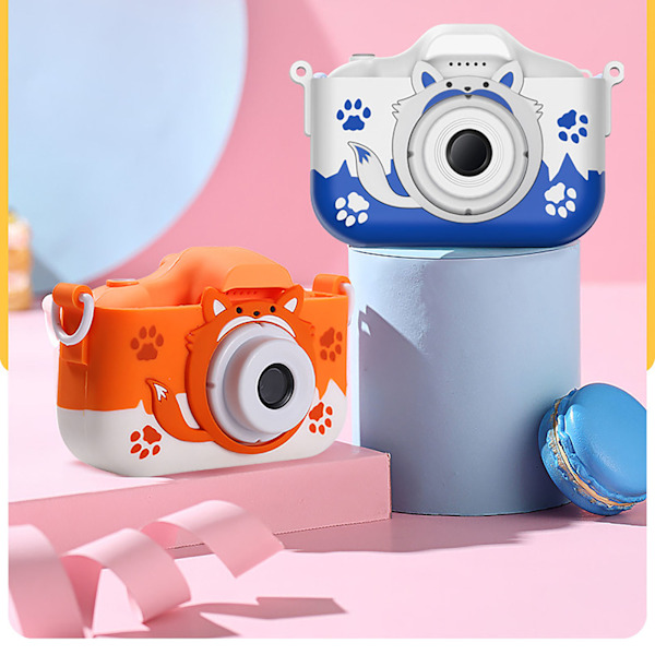Lasten lasten piirretty kettu Mini digikamera 40MP HD kaksoiskamera videokuvaamiseen selfie oranssi