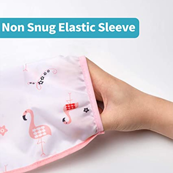 2-pack Långärmade Snuttset | Vattentäta Bebissnuttar med Fickor | Småbarnssnutt med Ärmar och Smulhållare | Fläck- och Luktresistent