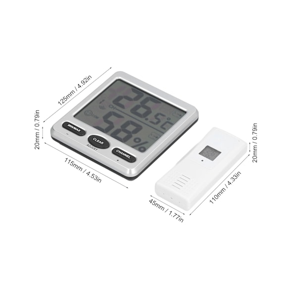Trådløs Termometer Hygrometer Digital Temperatur Fuktighetsmonitor for Innendørs Utendørs Barnerom (TS-WS-07-X1)