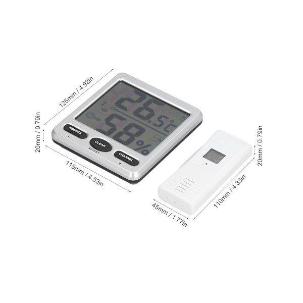 Trådløs Termometer Hygrometer Digital Temperatur Luftfugtighedsovervågning til Indendørs Udendørs Babyværelse (TS-WS-07-X1)