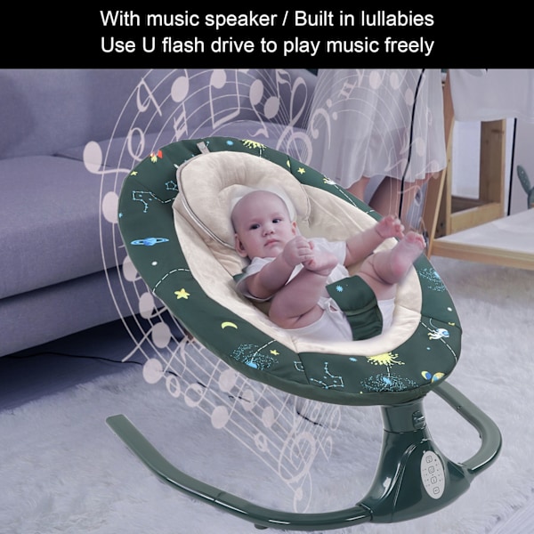 Smart Baby Gynge Folding Avtakbar 4 Moduser Bluetooth Musikkhøyttaler Elektrisk Gynge med Fjernkontroll