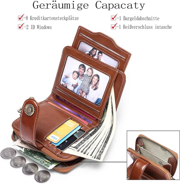 Soft Genuine Leather Wallet, Secure Coin Pocket With Advanced RFID Blocking For Women's Travel Essentials, Compact Bi-fold For On-The-Go Convenience
