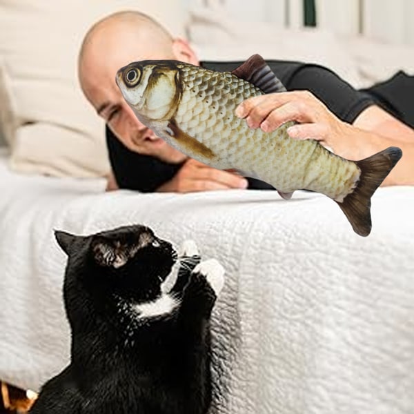 Katt leksaker Flopping fisk med SilverVine och Catnip, Flyttande katt kicker, Floppy Wiggle fisk för små hundar