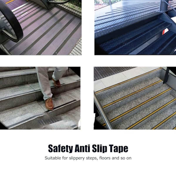 Tape Sikkerhedsmærkning Klæbende Anti-Slip Advarselstribe til Gulve Vægge Rør Sort