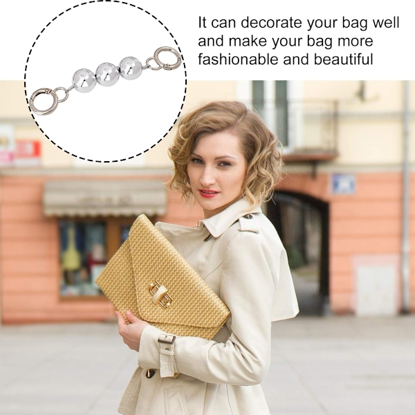 2 stk. DIY Robust Stor Imitation Perle Bead Taske Håndtaske Kæde Udskiftning Tilbehør Dekoration