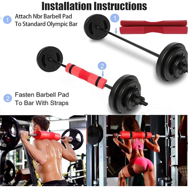 Barbell Pads Ekstra tykke barbell squat pads med velcro-lukninger til hip thrusts, vægtløftning og tunge squats til standard olympiske barbell stænger