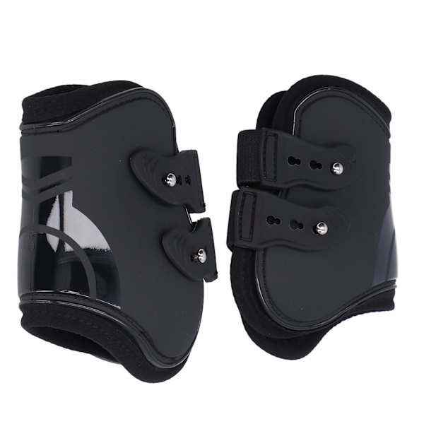 2-pack Häst Senor Boots Set Stabil Justerbar PU Skal Senor Skydd Boots för Hästar Svart Bakben L