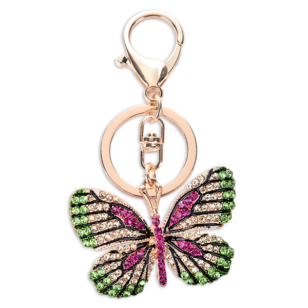 Sød Butterfly Formet Krystal Rhinestone Glimtende Nøglering Taske Vedhæng Håndtaske Charm til Kvinder Piger