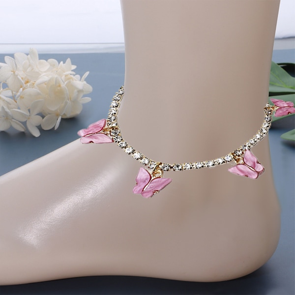 Rhinestone-ketju Perhonen Nilkkakoru, Kristalli Perhonen Nilkkakoru, Jalkaketju Nilkkakoru, Rhinestone Nilkkakoru Korut