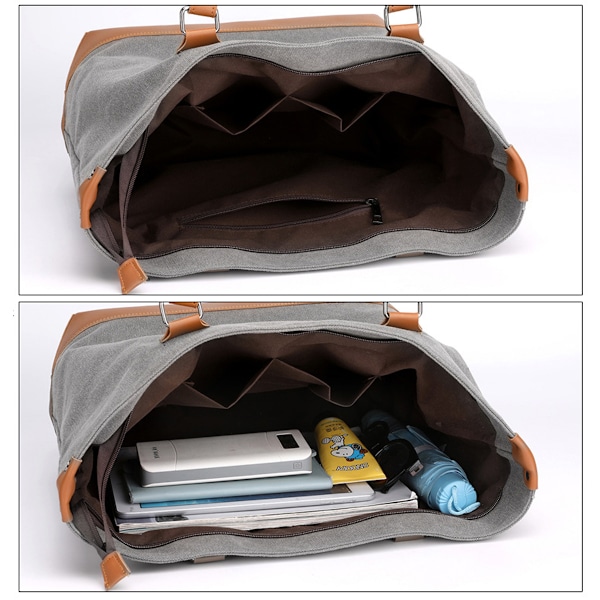 Canvas-käs laukku Canvas-nahka-tote-laukku Moniosastoinen Tote-lompakko-laukut