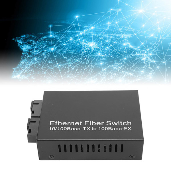 Ethernet Media Converter 100 Mbps SC Single Fiber Singlemode RJ45 Port Fiber Ethernet Transceiver för Nätverk 100‑240V EU-kontakt