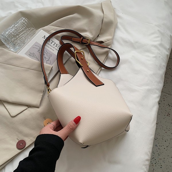 Ny bärbar hinkväska, axelväska, crossbody-väska, konstläder, nischhandväska