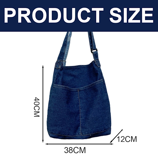 Damväska i denim, axelväska, handväska, casual canvasväska, retro crossbody-väska, stor kapacitet