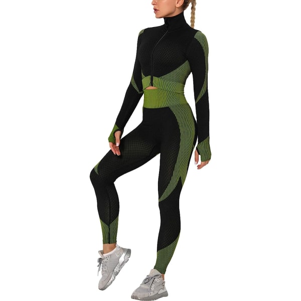 Womens Workout Tracksuit 2 Pieces Set High Waist Leggings och