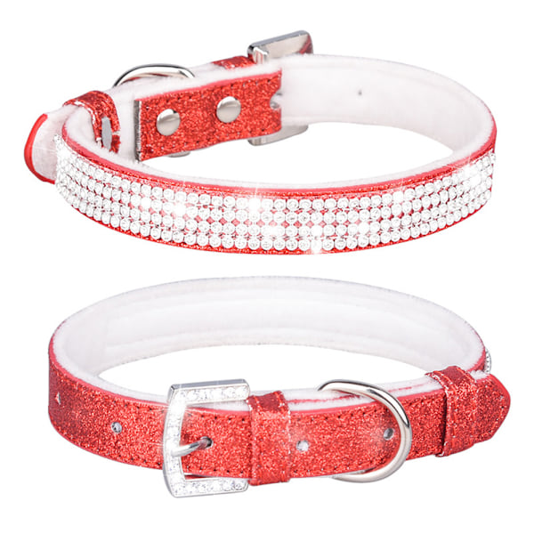 Halsband för hund med glänsande strass och diamant, lämplig för små och medelstora hundar