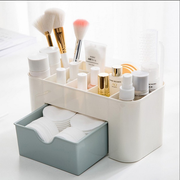 Kontor makeup-arrangør med kosmetikkskuffe - kontorartikler opbevaringsboks - soveværelse, badeværelse, kontor