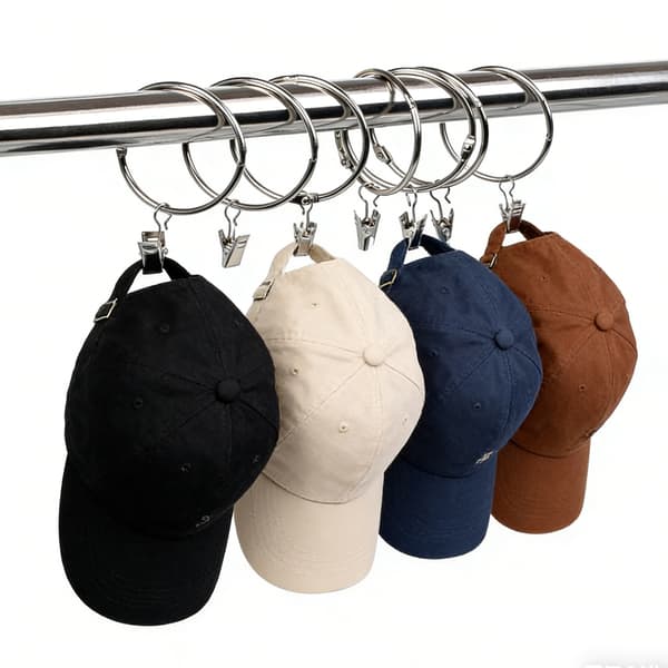Ophængsringe til gardiner med clips, 20-pak, sølv, 50 mm