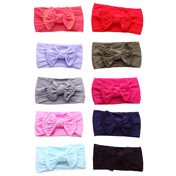 10 stk Baby Hårbånd Turban Knyttet, Jente Hårbånd for Nyfødt, Småbarn og Barn