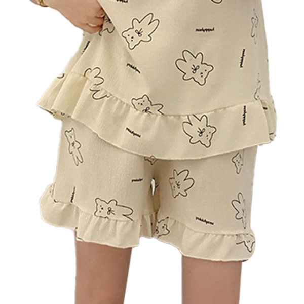 Dam Pyjamas Set Ärmlös Tank Top Casual Shorts Mjölksiden Mjuk Hudvänlig 2-Delar Sommarsovkläder Björnmönster XL