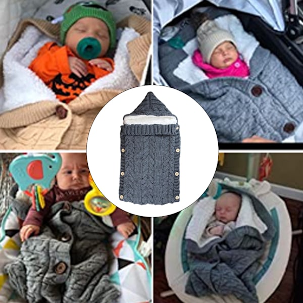 Nyfödd filt Baby swaddling filt Stickad sovsäck filt