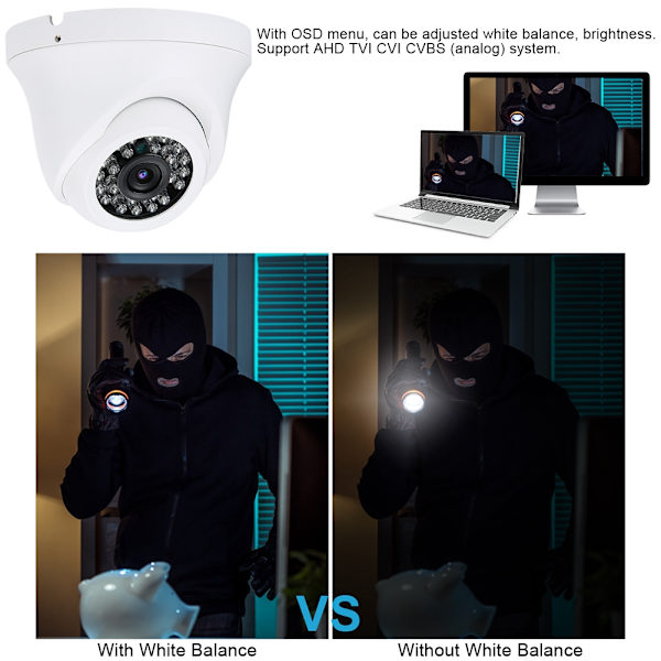 AHD/TVI/CVI/CVBS 4-i-1 5MP Metall Säkerhetskamera NTSC Videostandard Hemanvändning (5MP)