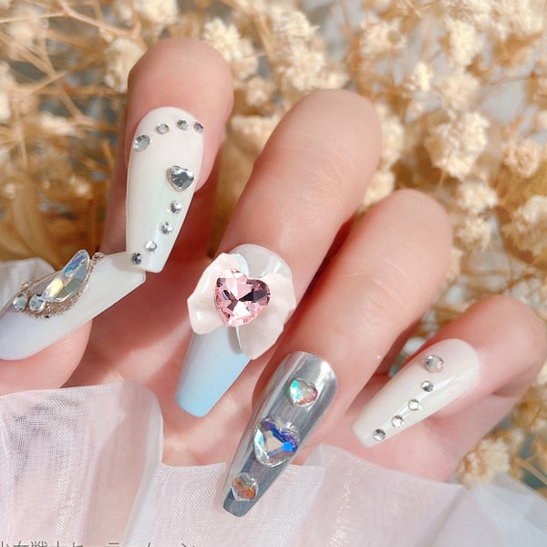 12 st Nagelprydnader Transparent Färg Rosett Nageltillbehör Resinformad Borr Nageldekorationer
