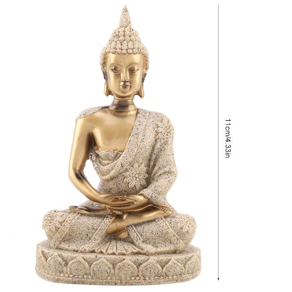Mediterande sittande Buddha-staty snidning figur hantverk för hemmet