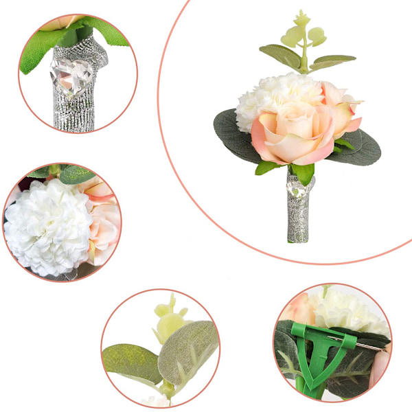 Teko-ruusu boutonniere ja corsage setti, ruususiikukka, häihin, prom-juhliin