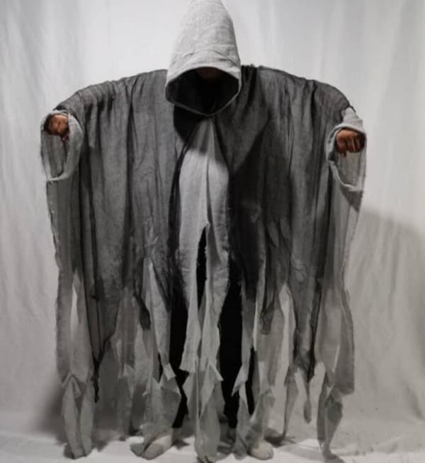 Halloween-kappe med hette, vintage skrekkappe Grey
