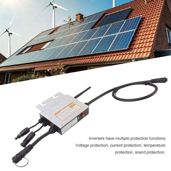 350W Verkkoon kytketty invertteri Lämpötilan, virran ja jännitteen suojauksella WiFi AC220V Aurinkopaneelien verkkoon kytketty invertteri pilviseurannan ja tallennuksen kanssa