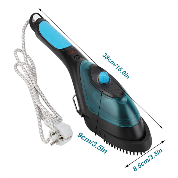 EU Plug 220V Portable Black Steam Iron with Steam brush Clothes Ironing for Home use Traveling