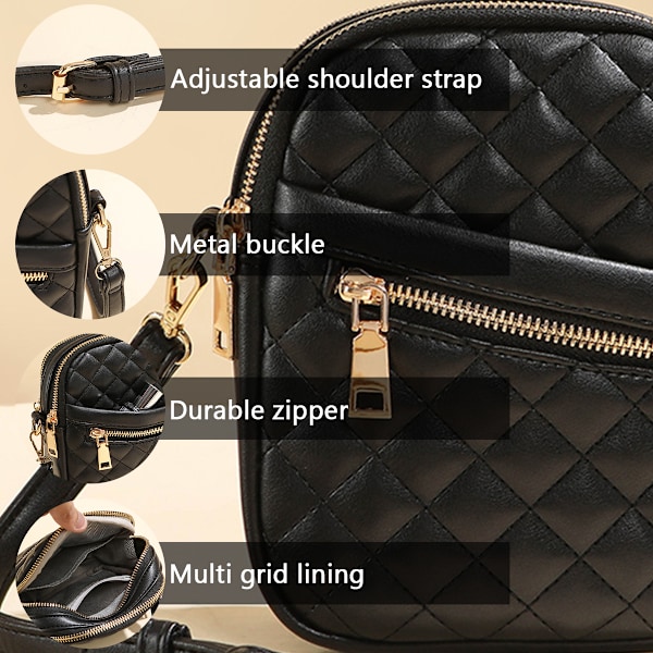 Crossbodyväska för kvinnor, axelväska i läder, mobiltelefonväska, liten crossbody, justerbar axelrem, mobilväska, plånbok, handväska för kvinnor