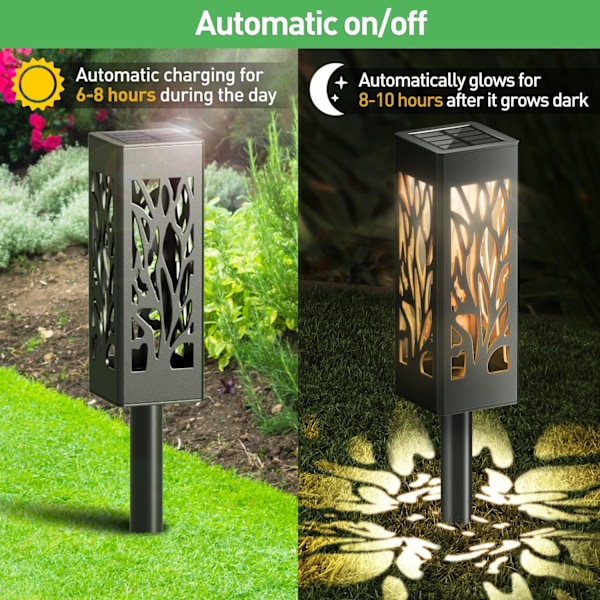 Sollampa Utomhusträdgård, 6 delar Utomhussolljus med varmt vitt ljus, IP65 Vattentät Trädgårdsdekoration Solar Lantern Auto On/Off för