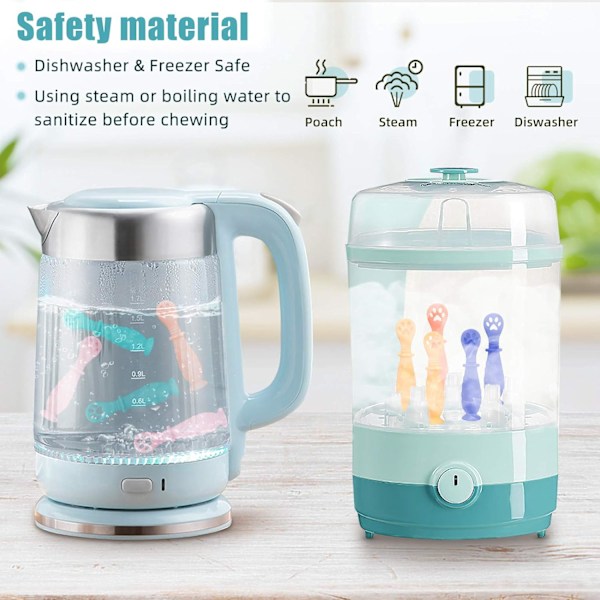 BPA-fri Silikon Baby Sked Set för Första Steget Självmatning | 2-pack Försked | Småbarnsbestick för Babyledd Avvänjning