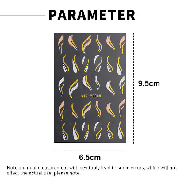 6 st Nagelstickers Dekal Marmor Vågig Nagelkonst Tillbehör Nagel DIY Dekoration 3D Limmande Nageltillbehör