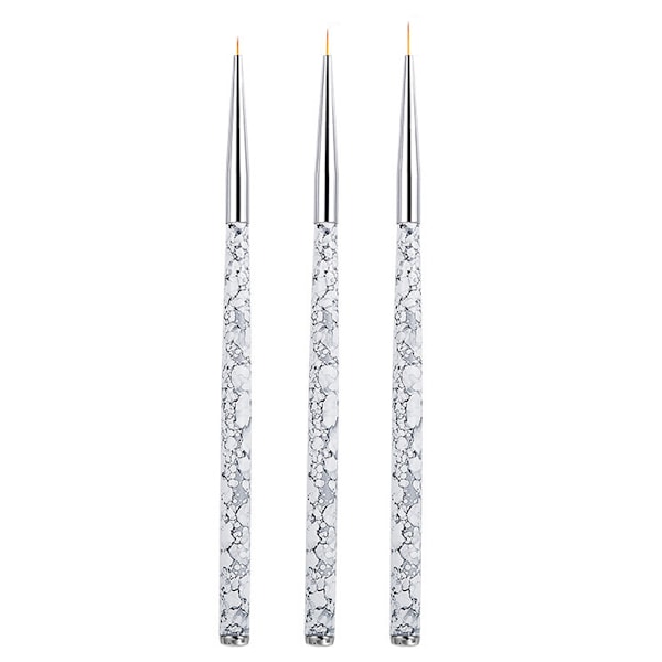 3-pack målade stretch-krokar för nagelkonst, multifunktionella nagelpennor, gellackspensel